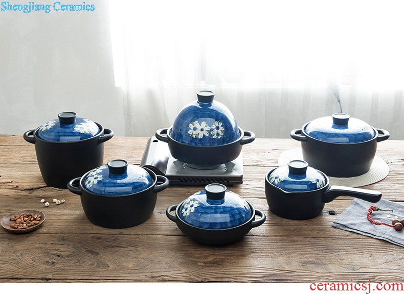 Million fine Korean household ceramics hand-painted high-temperature casserole stew stewed cooking pot simmering large blue print
