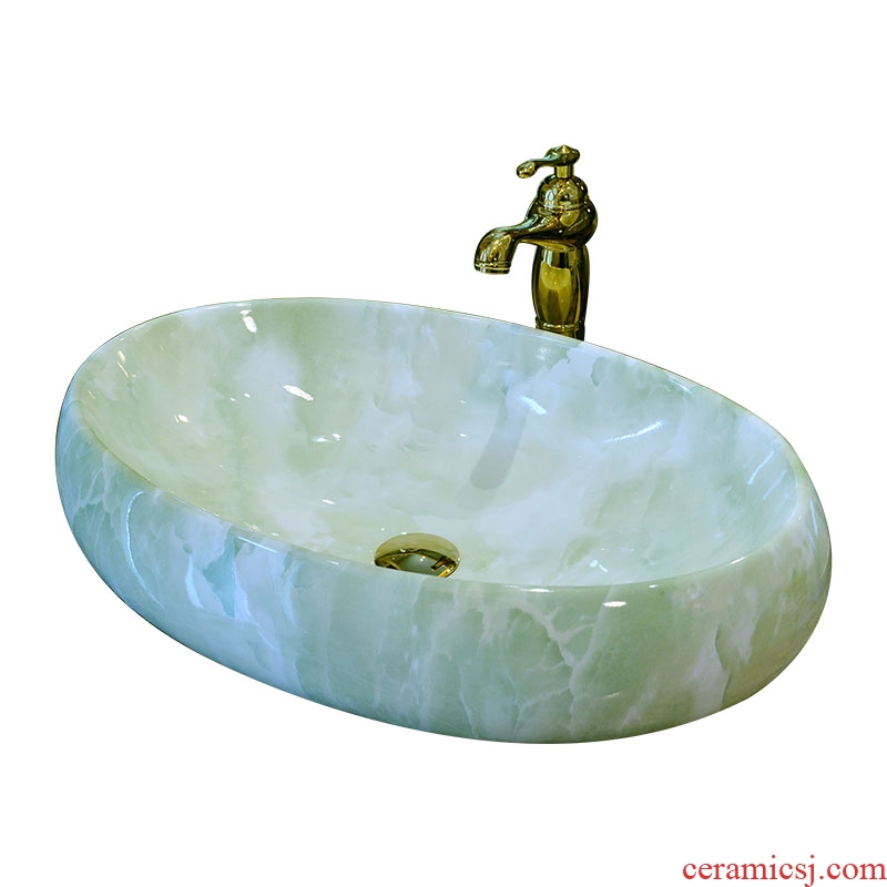 Ceramic wash basin stage basin sink European marble bathroom art basin oval lavatory basin