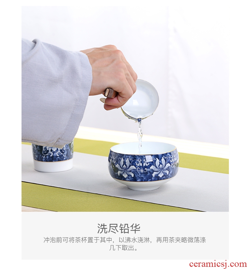 Old looking, blue and white porcelain cup have small tea wash tea tea accessories