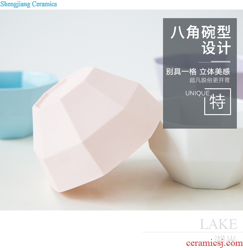 Ijarl hundred million jia creative ceramic rice bowl prevent hot Japanese Korean home eat bowl bowl dessert bowl lake