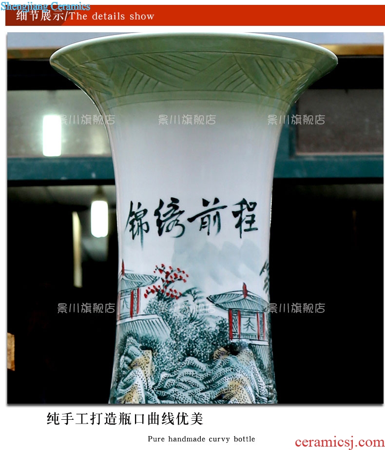 Jingdezhen ceramics hand-painted color bright future of large vase sitting room hotel modern furnishing articles ornaments