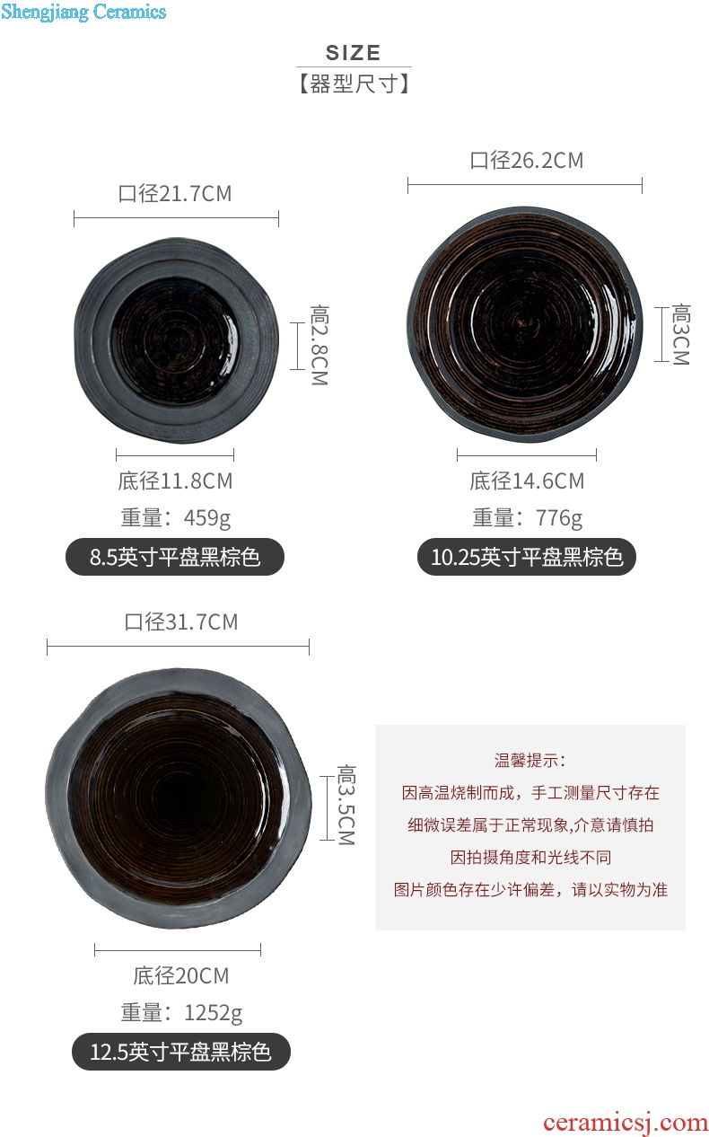 Million jia northern wind character 0 home the ceramic round big plate pasta dish steak dish black forest
