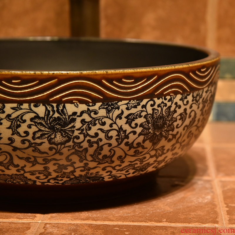 JingWei basin of Chinese style on the ceramic bowl bowl lavatory basin sink art basin of the basin that wash a face small 35 cm