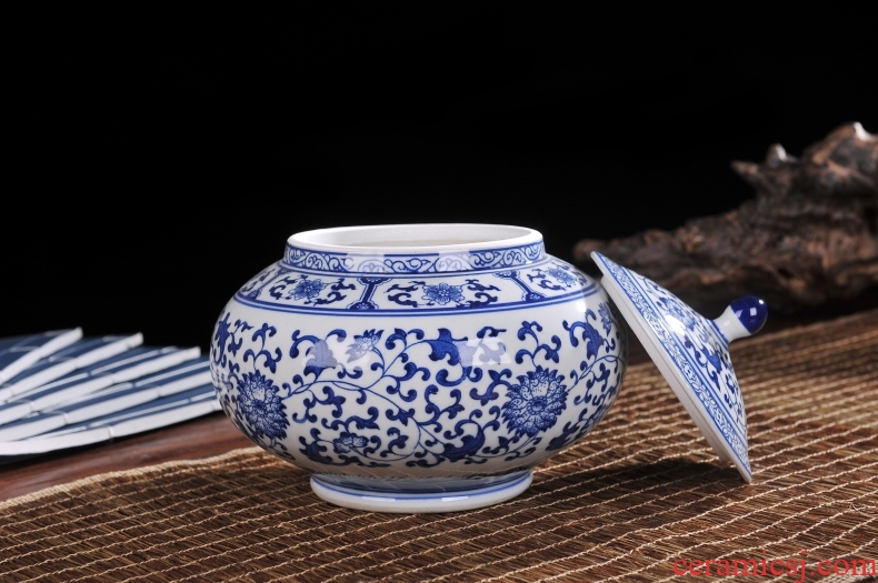 Jingdezhen ceramics vase of blue and white porcelain jar storage tank wine TV ark adornment handicraft furnishing articles in the living room