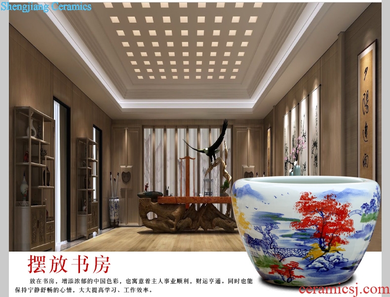 Hand-painted landscape painting of jingdezhen ceramic aquarium landing large furnishing articles sitting room courtyard tortoise cylinder goldfish bowl