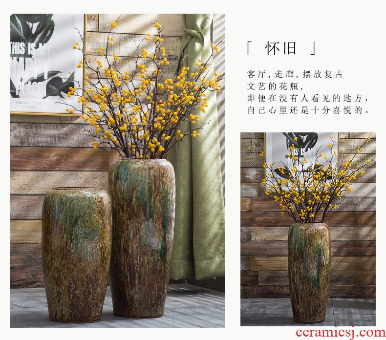Jingdezhen restoring ancient ways do old ins coarse pottery flower arranging furnishing articles sitting room ground ceramic dried flower vase hydroponic flowers