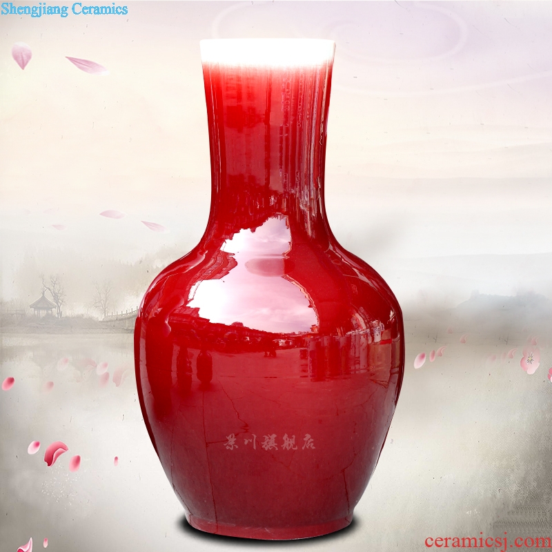 Jingdezhen China red ceramics dried flowers flower arrangement ruby red big vase household hotels sitting room be born modern large furnishing articles