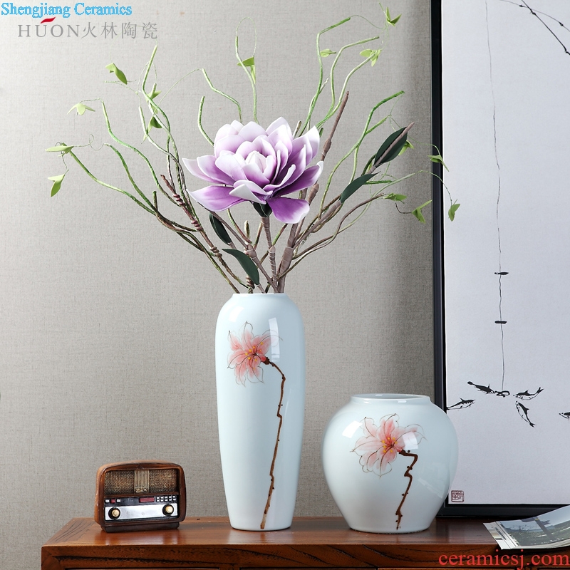 Modern new Chinese style living room TV cabinet ceramic vase wine porch desktop flower arranging home furnishing articles installed