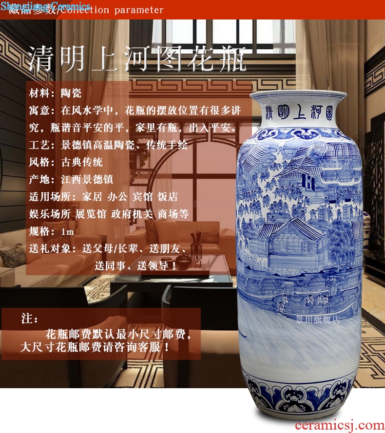 Jingdezhen ceramics hand-painted porcelain vase of large hotel opening wax gourd straight sitting room adornment is placed