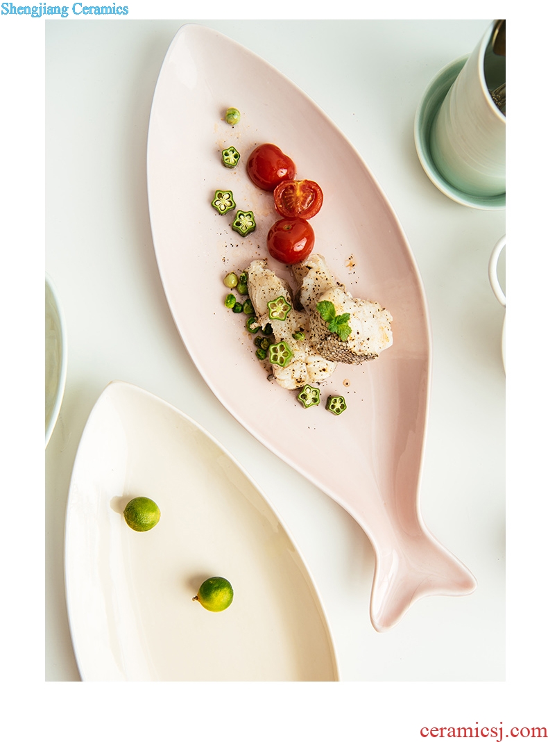 Million fine ceramic package fish plate mail home large creative personality type fish fish long plate plate food dish