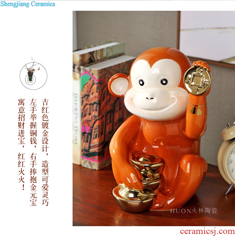 Ceramic creative gift porcelain zodiac monkey monkey feng shui plutus porch ark adornment office furnishing articles