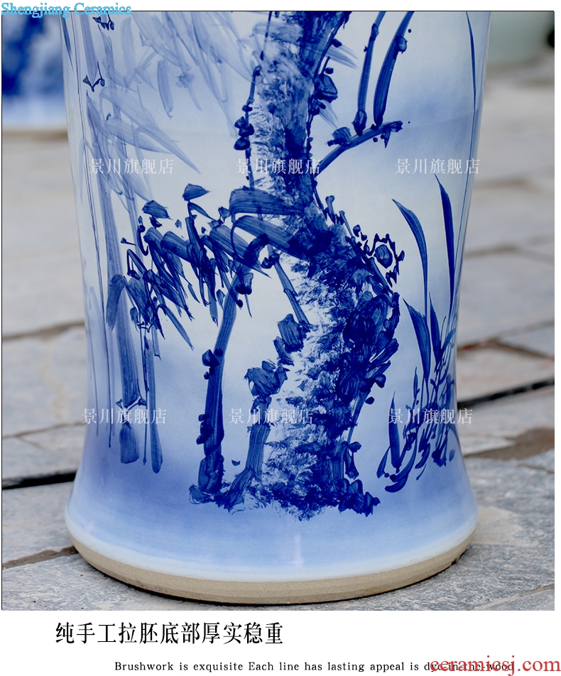 Hand-painted riches and honour auspicious peony of large blue and white porcelain vase of jingdezhen ceramics sitting room adornment big furnishing articles
