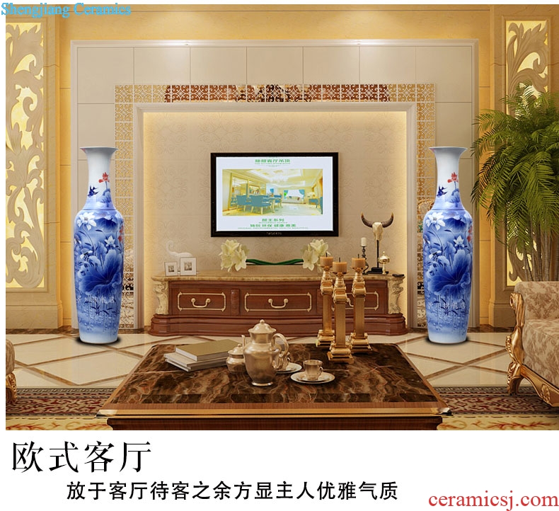 Jingdezhen ceramic hand-painted lotus fish landing big red carp porcelain vase decoration to the hotel living room furnishing articles