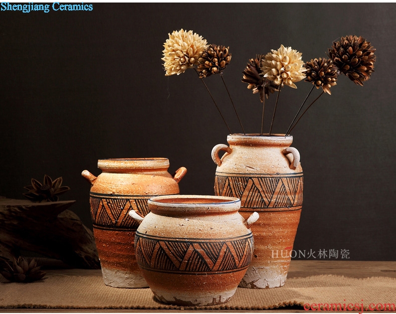 Jingdezhen manual coarse clay pottery jar flower vase flowerpot zen do old archaize handicraft furnishing articles