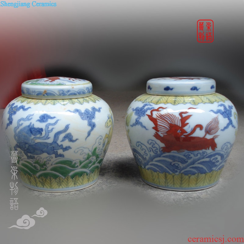 Jingdezhen hand-painted imitation Ming emperors pegasus day word walrus porcelain pot dou color day word can of many colors