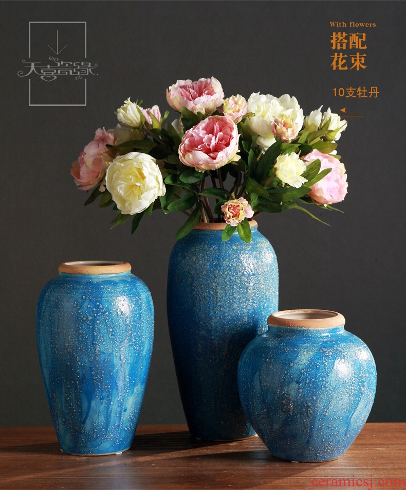 Jingdezhen ceramic flower vases furnishing articles of the sitting room TV ark wine household craft ornaments clay coarse pottery