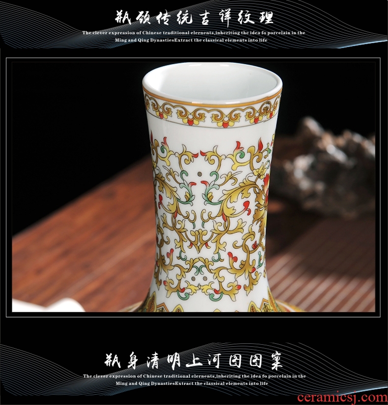 Jingdezhen ceramics vase qingming scroll handicraft furnishing articles in the living room