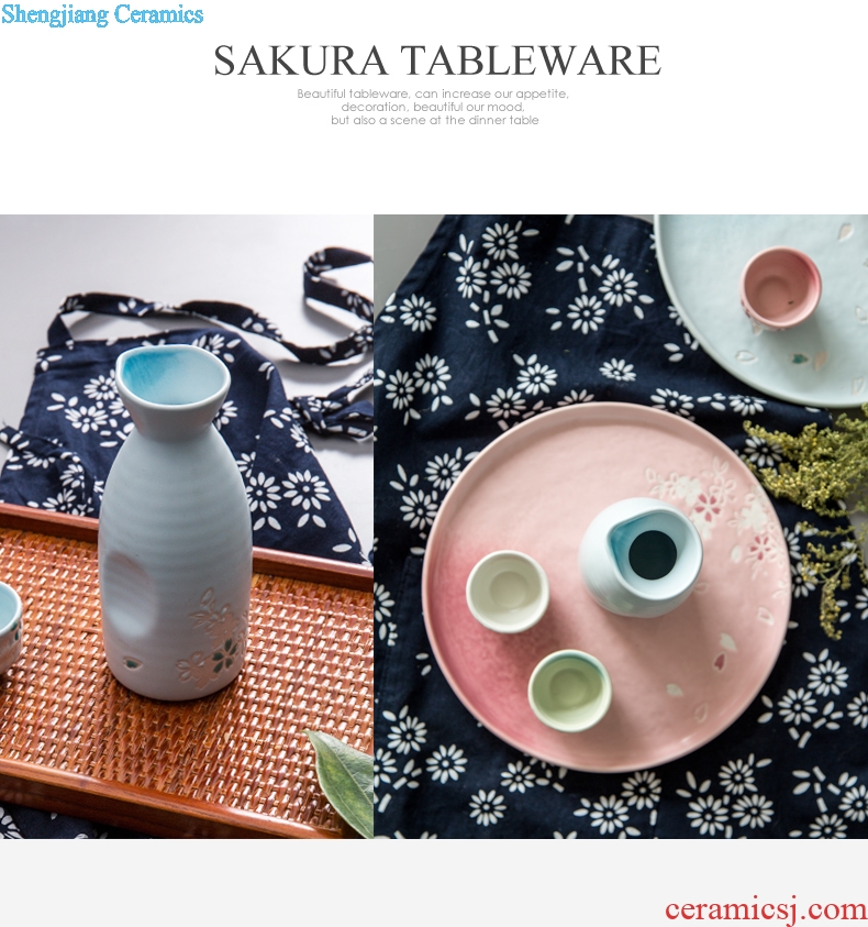 Ijarl japanese-style wine pot sake wine creative classical porcelain flask glass cabinet and a small handleless wine cup pot