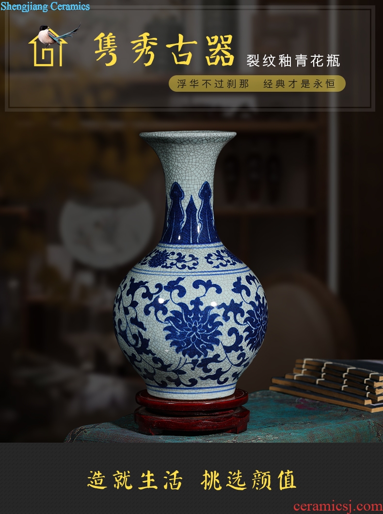 Jingdezhen ceramic vase furnishing articles sitting room flower arranging kiln antique blue and white porcelain vase decoration home decoration restoring ancient ways