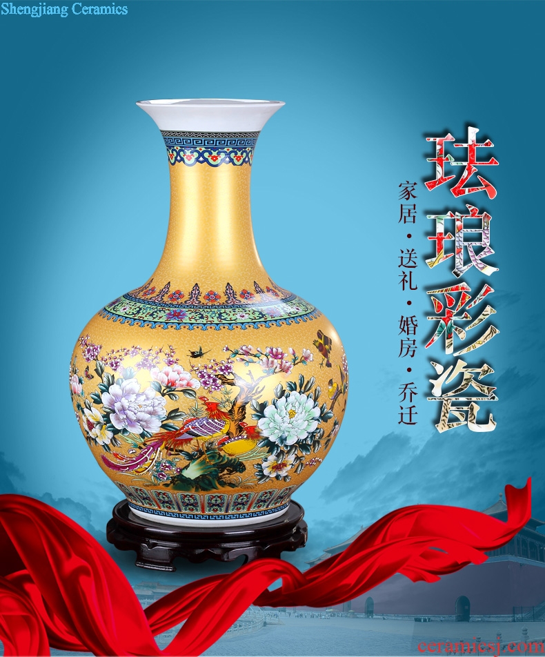 Jingdezhen ceramics colored enamel landing large vases, modern European home sitting room adornment furnishing articles