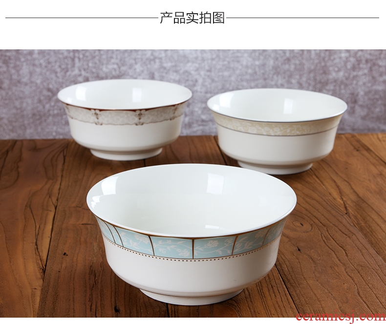 Jingdezhen ceramic household size 8 inches contracted to eat the hot soup bowl noodle bowl can microwave tableware