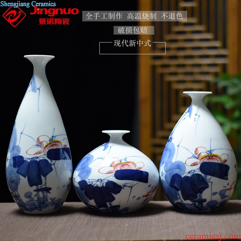 Jingdezhen hand-painted ceramic fashion home furnishing articles hydroponic dry flower arranging flowers sitting room lucky bamboo vase three-piece suit