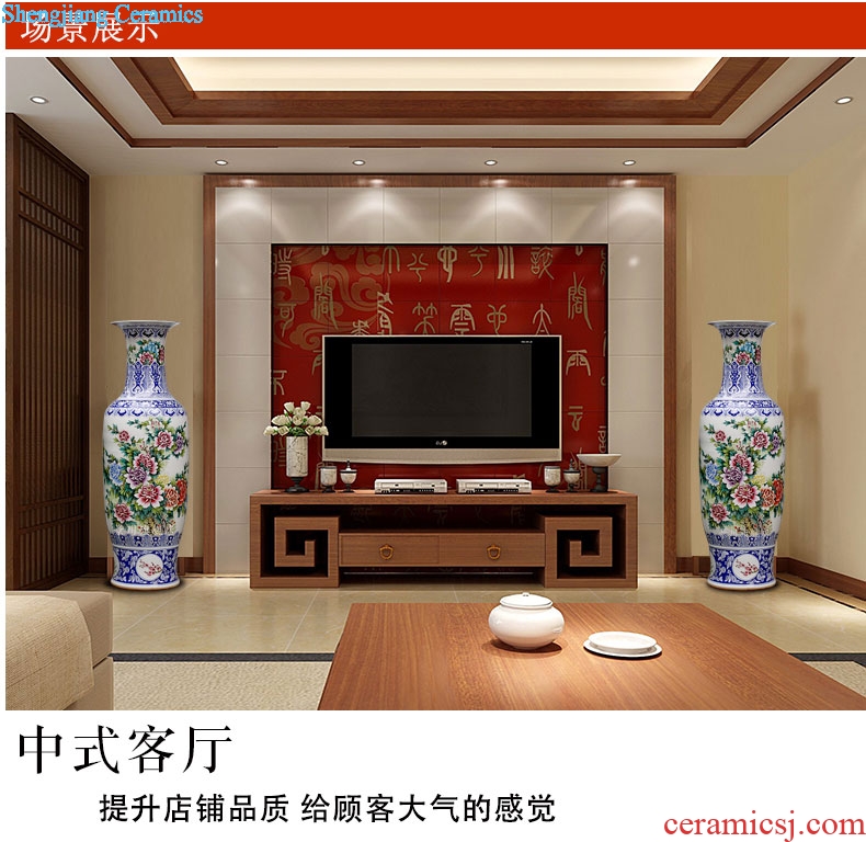 Jingdezhen ceramics blooming flowers big vase peony hotel home sitting room adornment landing porch place