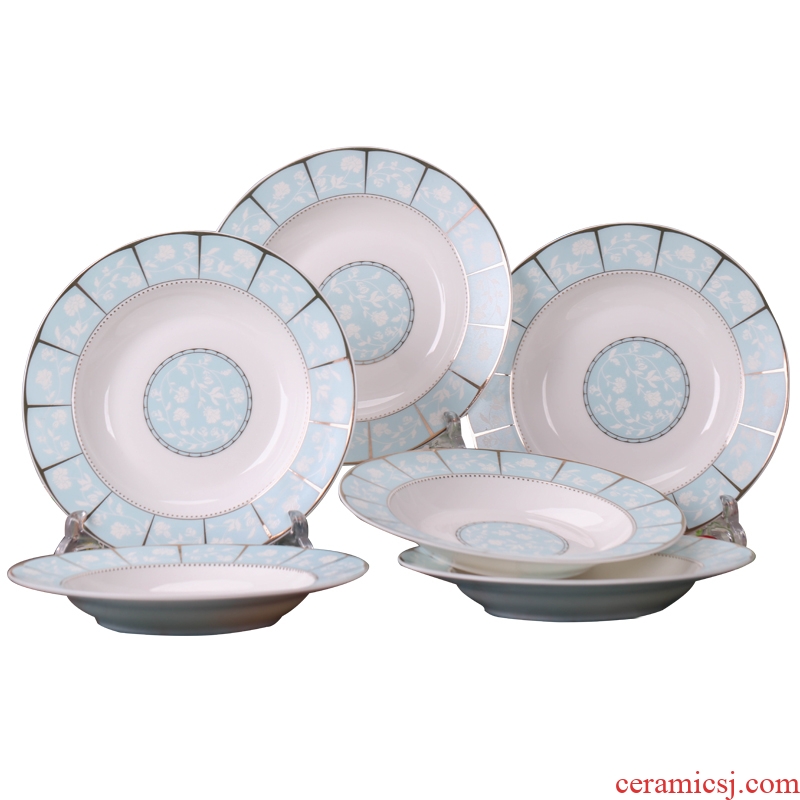 Jingdezhen ceramic round plate household 8 inches 0 fish dish dish of the Chinese style steak dishes can be a microwave oven