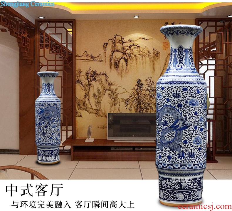 Blue and white same vase hand-painted archaize admiralty bound branch lotus blue and white porcelain of jingdezhen ceramics sitting room floor furnishing articles