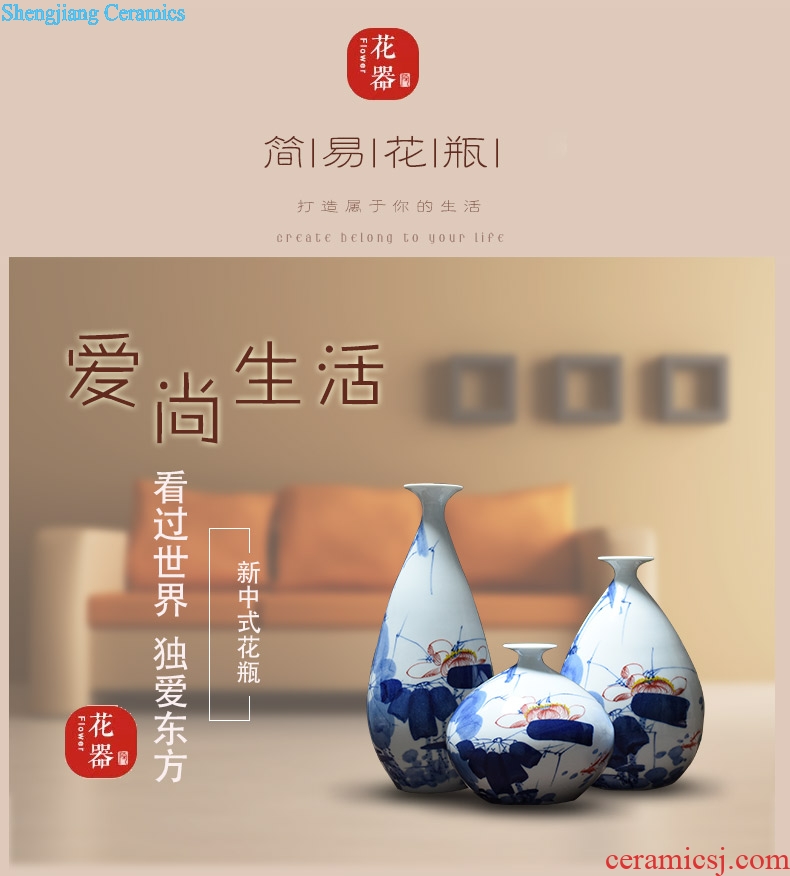 Jingdezhen hand-painted ceramic fashion home furnishing articles hydroponic dry flower arranging flowers sitting room lucky bamboo vase three-piece suit