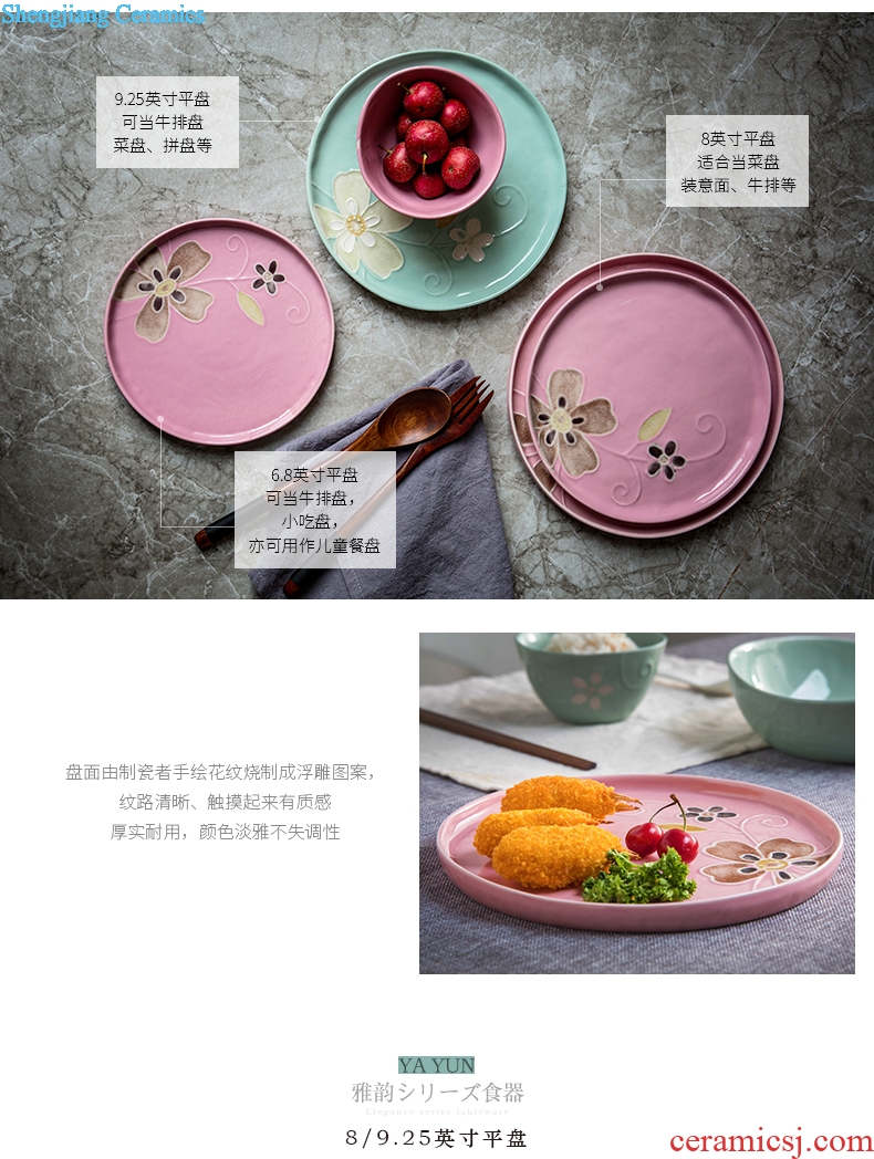 Million jia creative ceramic tableware plate beefsteak plates home dishes dumplings of plate to vomit all the bone plate