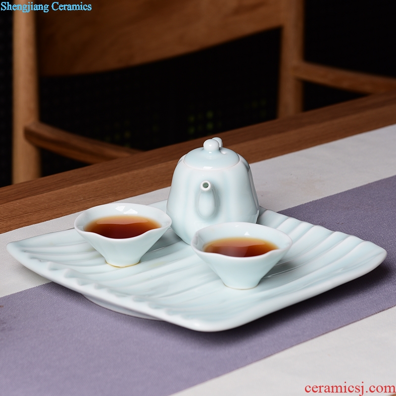 TaoXiChuan jingdezhen ceramic film blue pumpkin pot home a whole set of kung fu tea set sample tea cup