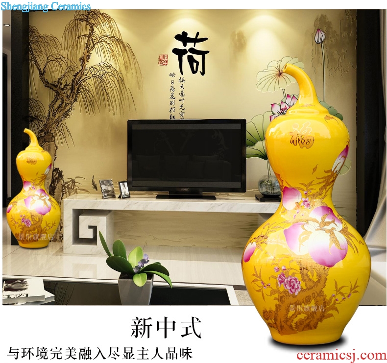 Jingdezhen ceramic maxim landing big gourd vases home sitting room store modern Chinese style furnishing articles