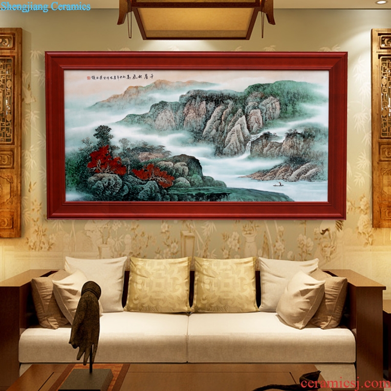 Jingdezhen ceramic hand-painted thousand high cliff autumn porcelain plate painting the sitting room living room sofa setting wall adornment that hang a picture