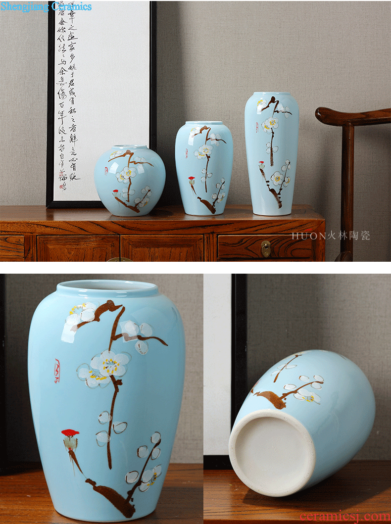 Contemporary and contracted jingdezhen ceramic flower vases Chinese creative living room blue dried flowers home furnishing articles