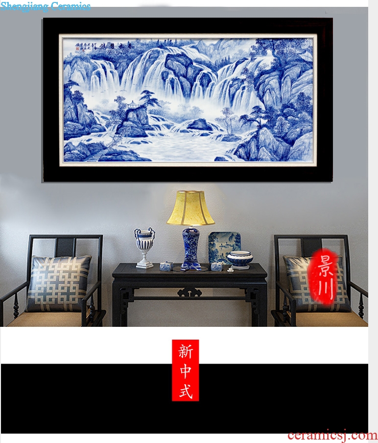 Jingdezhen blue and white landscape hand-painted porcelain plate adornment painter in the sitting room sofa background wall ceramic bedroom hangs a picture