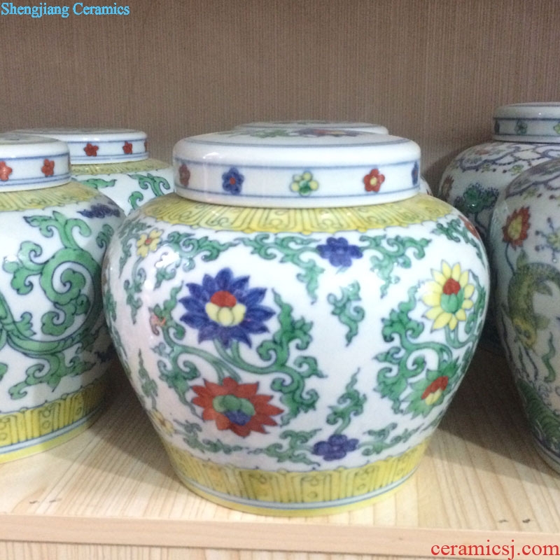 Jingdezhen hand-painted imitation Ming emperors pegasus day word walrus porcelain pot dou color day word can of many colors