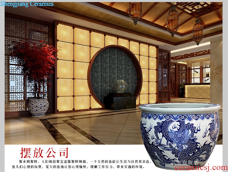 Jingdezhen ceramic hand-painted porcelain among fish tank yard ground large sitting room the tortoise water lily cylinder furnishing articles