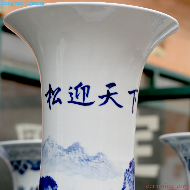 Jingdezhen porcelain ceramic hand-painted loose to meet the world landing big vase household sitting room hotel Chinese large-sized furnishing articles