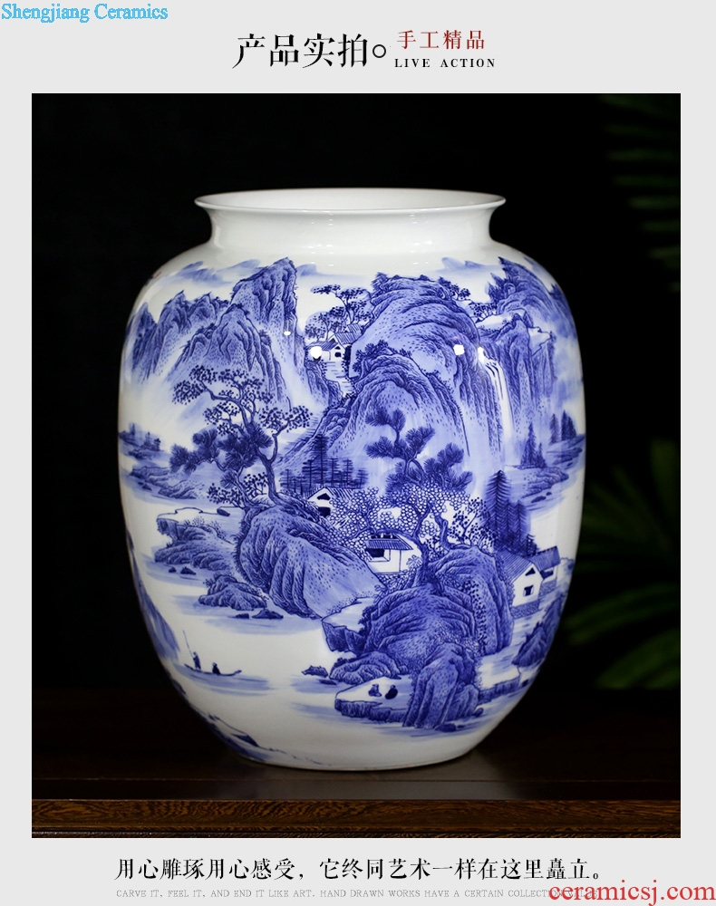 Jingdezhen blue and white porcelain mesa of contemporary and contracted ceramic vases, amorous feelings of home sitting room adornment pine Yin figure furnishing articles