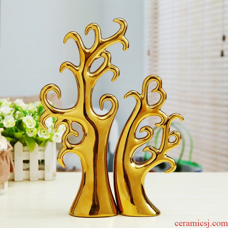 Contemporary and contracted fashion ceramic arts and crafts home furnishing articles sitting room adornment fashion wedding gift love trees