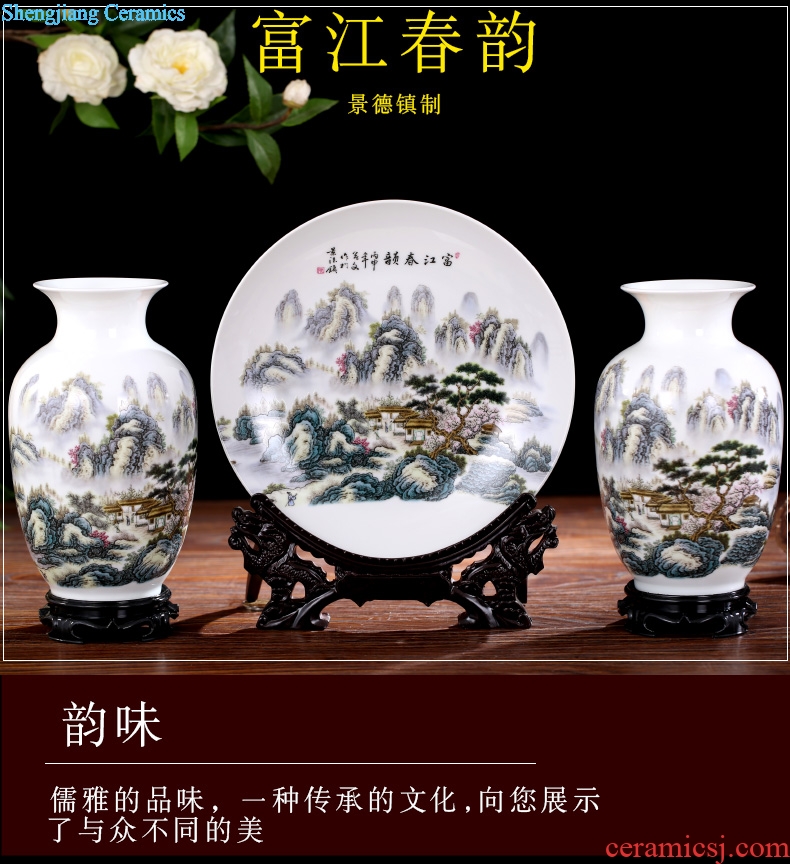 Jingdezhen ceramic three-piece vase home sitting room dry flower arranging flowers furnishing articles of contemporary and contracted mesa adornment