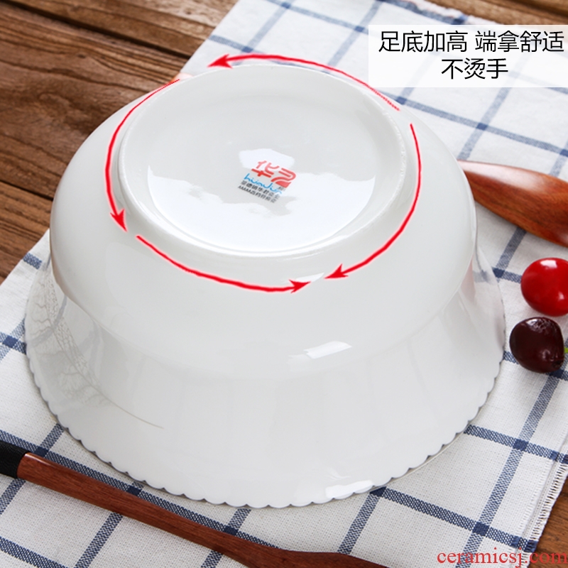 Jingdezhen ceramic household size 8 inches contracted to eat the hot soup bowl noodle bowl can microwave tableware