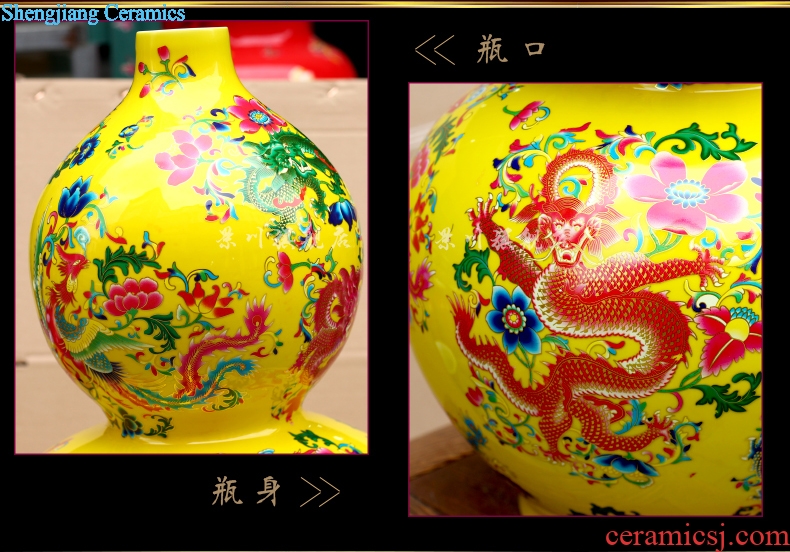 Jingdezhen ceramics Huang Longfeng ChengXiang vase home sitting room mesa desktop office furnishing articles, decorative