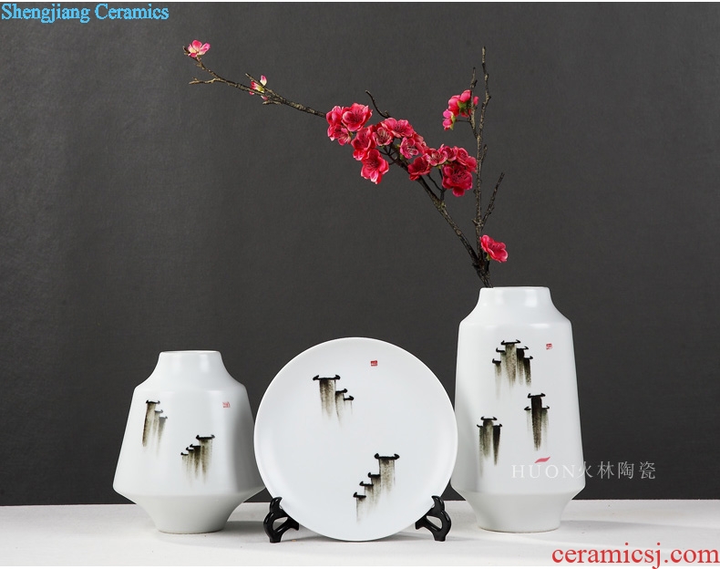 Modern Chinese ceramic flower implement furnishing articles process wine accessories decorative household decoration new housewarming gift vase