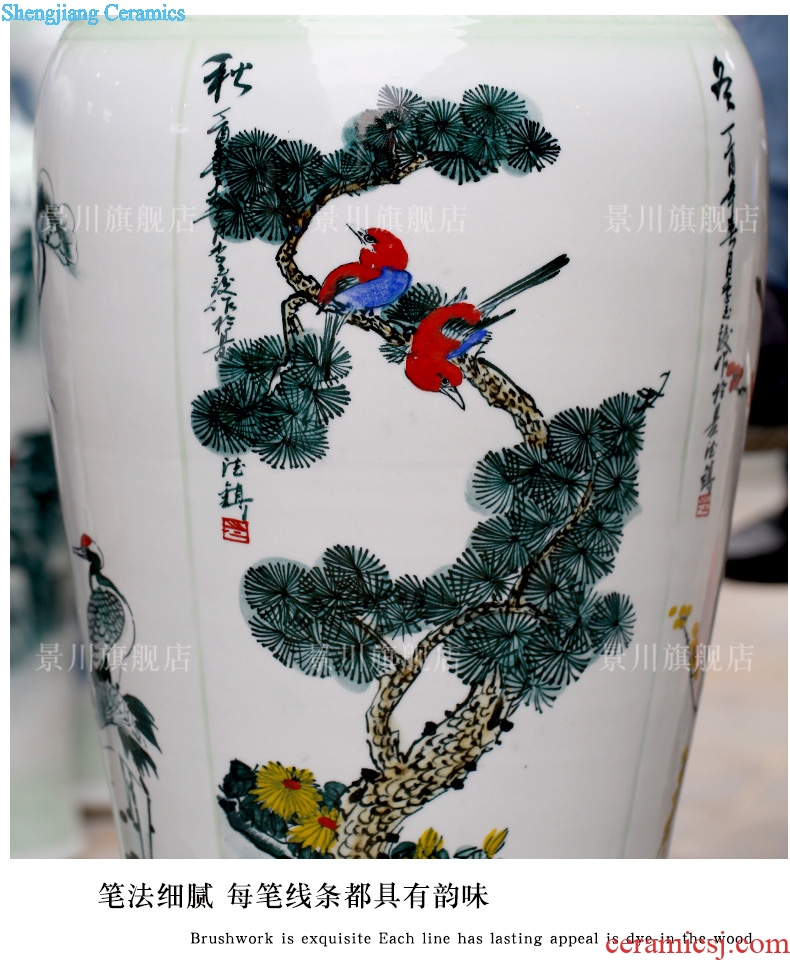 Jingdezhen ceramic hand-painted figure of the four seasons spring, summer, autumn and winter landing big vase home sitting room adornment is placed