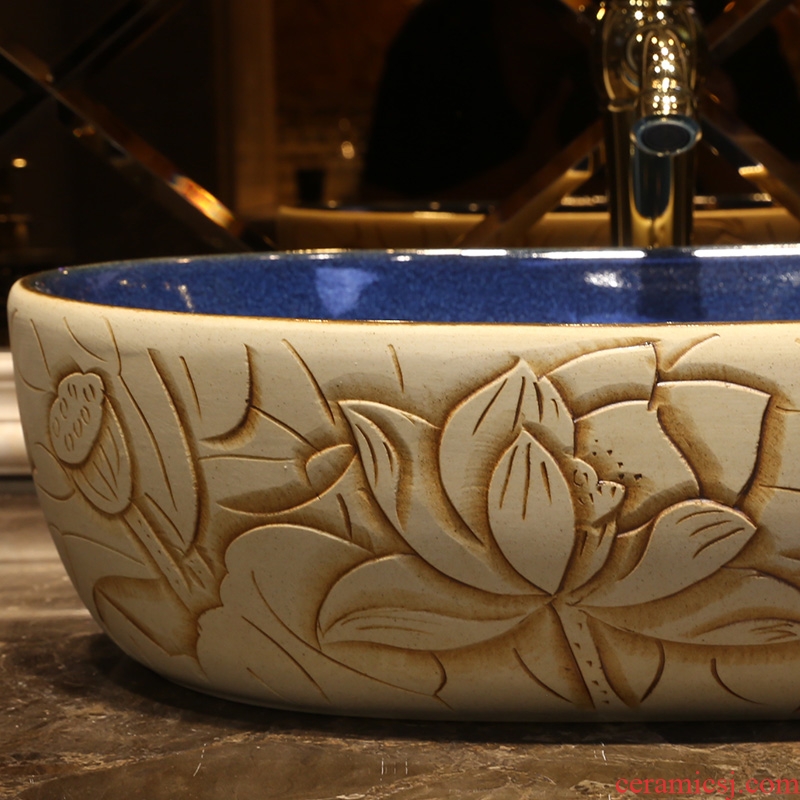 JingYan art on the Chinese lotus basin ceramic sinks oval restoring ancient ways is archaize on the sink