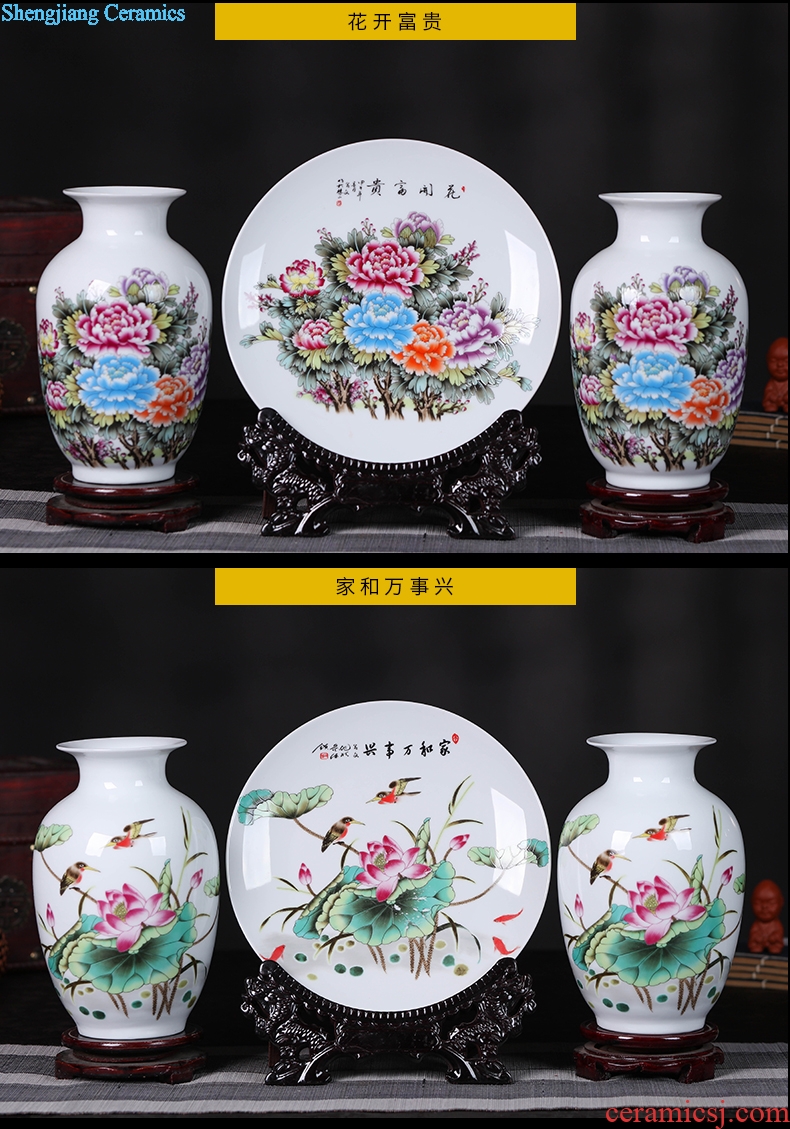 Porcelain of jingdezhen ceramics vase Chinese penjing flower arranging three-piece wine cabinet decoration plate of household decoration