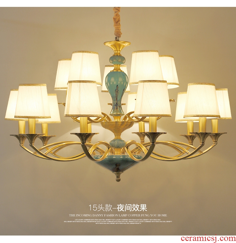 Any lift to American sitting room lights all copper chandelier contracted bedroom restaurant ceramic compound floor villa copper lamp light atmosphere