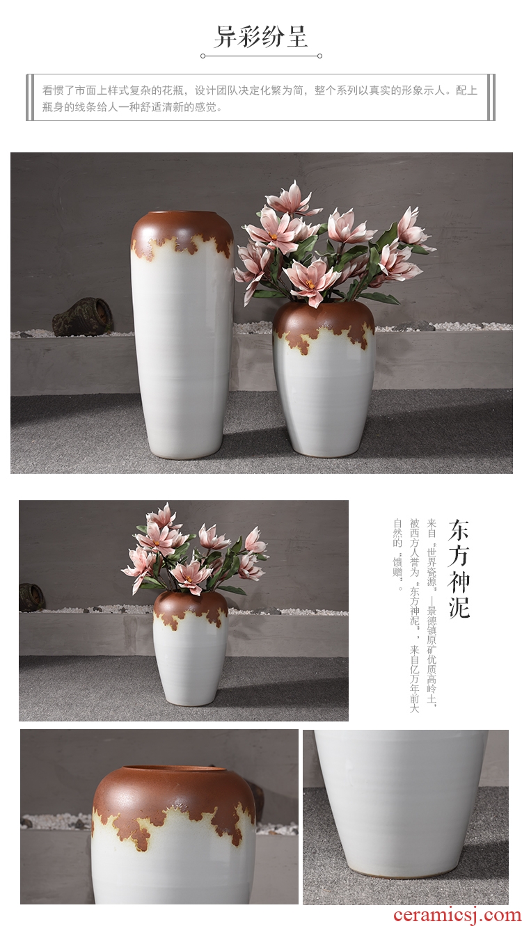 Big vase landed sitting room lobby flower arranging place large Chinese style household adornment to heavy clay ceramic vase